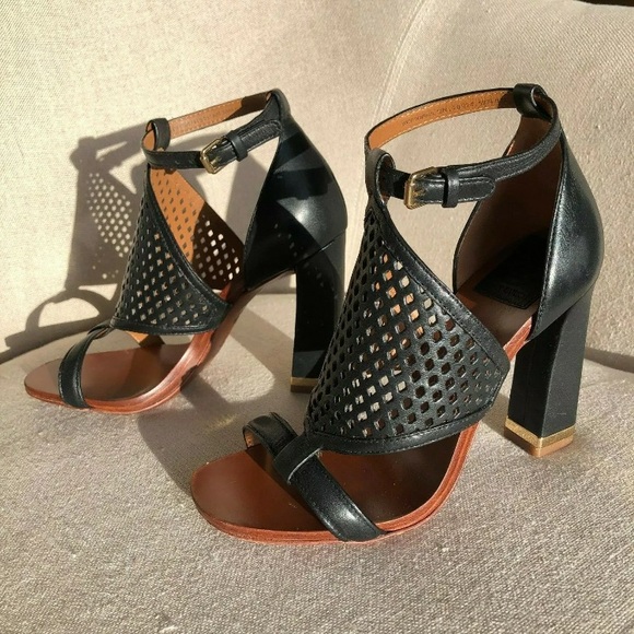 TORY BURCH 5.5 Doris Heel Perforated Leather Black - Picture 3 of 8